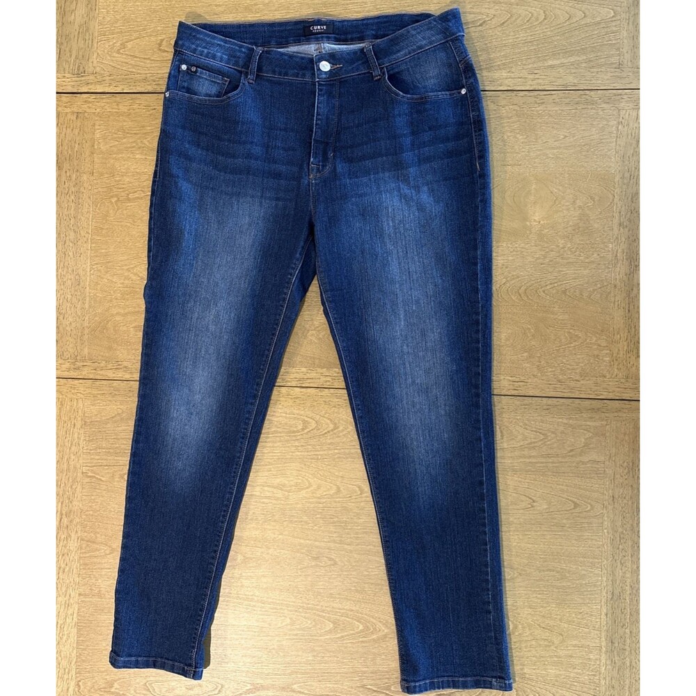 Curve Appeal Jeans Women's Sz 14/32 Stretch Dark Wash Normcore Cute Trendy